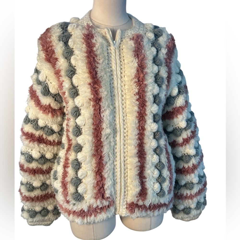 Vintage Andriano, pom-pom fringe cardigan, jacket